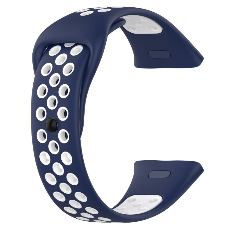 For Redmi Watch 3 Sports Two-Color Silicone Watch Band(Dark Blue+White)