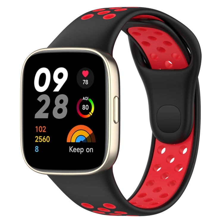 For Redmi Watch 3 Lite Sports Two-Color Silicone Watch Band(Black+Red) - Smart Wear by PMC TechLife | Online Shopping South Africa | PMC TechLife