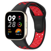 For Redmi Watch 3 Lite Sports Two-Color Silicone Watch Band(Black+Red)