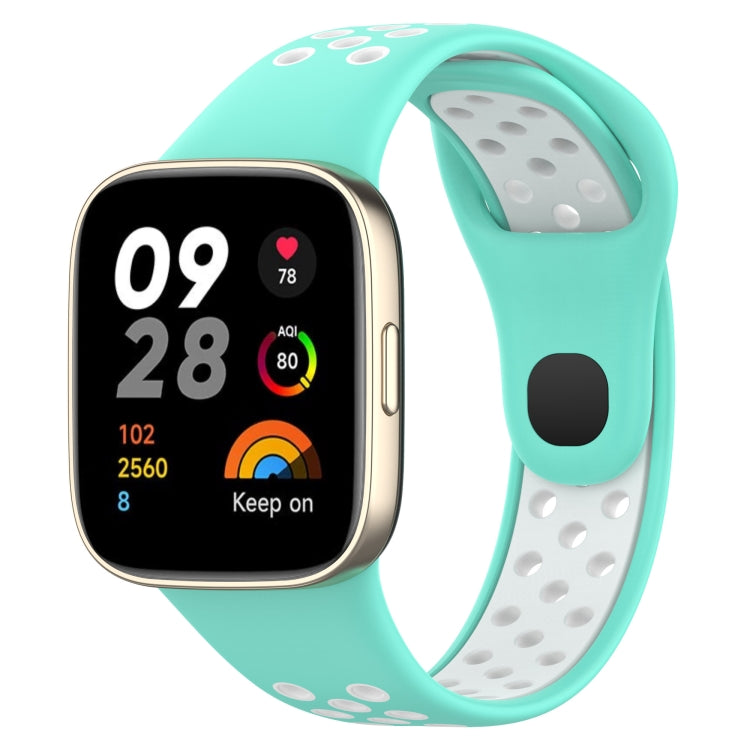 For Redmi Watch 3 Lite Sports Two-Color Silicone Watch Band(Teal+White) - Smart Wear by PMC TechLife | Online Shopping South Africa | PMC TechLife