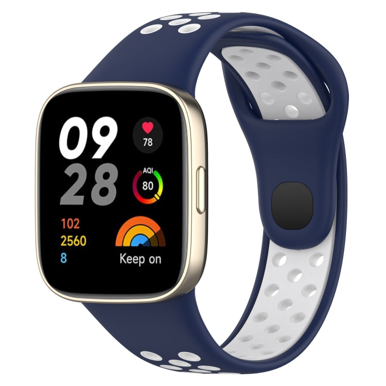 For Redmi Watch 3 Lite Sports Two-Color Silicone Watch Band(Dark Blue+White) - Smart Wear by PMC TechLife | Online Shopping South Africa | PMC TechLife