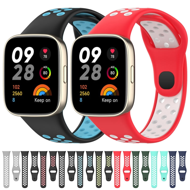 For Redmi Watch 3 Lite Sports Two-Color Silicone Watch Band(Black+White)