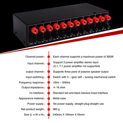 B036 3 Input 3 Output Power Amplifier And Speaker Switcher Speaker Switch Splitter Comparator - free shipping - PMC Jewellery - Order now!