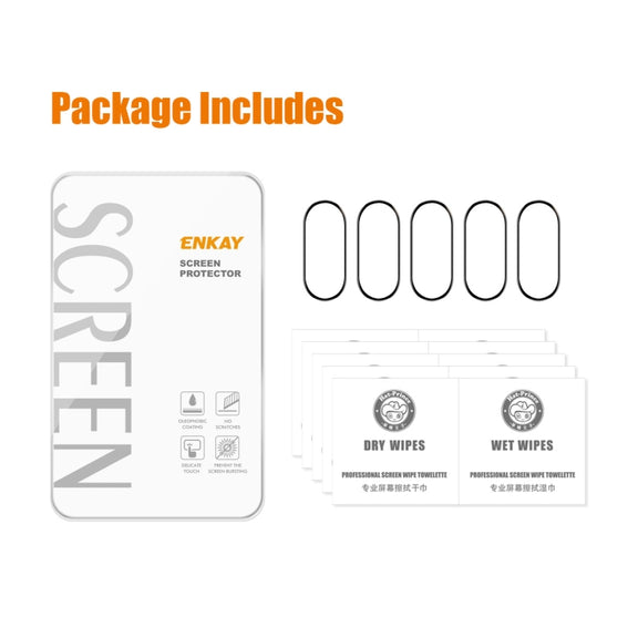 5pcs For Xiaomi Band 8 ENKAY Hat-Prince 3D Full Coverage Soft PC Edge + PMMA HD Screen Protector Film