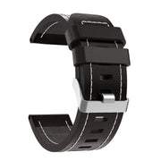 Compatible with Garmin D2 Delta PX 26mm Sewing Leather Steel Buckle Watch Band(Black)