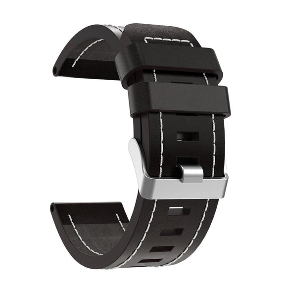 Compatible with Garmin D2 Delta PX 26mm Sewing Leather Steel Buckle Watch Band(Black)