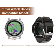 Compatible with Garmin D2 Delta PX 26mm Sewing Leather Steel Buckle Watch Band(Black)