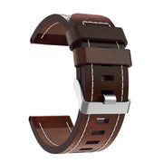 For Garmin Fenix 6X Sapphire 26mm Sewing Leather Steel Buckle Watch Band(Red Brown)