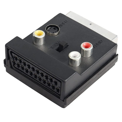 JUNSUNMAY 21 Pin Scart Male to Female S-Video 3 RCA Adapter Switchable in Out Audio Converter - free shipping - PMC Jewellery - Order now!