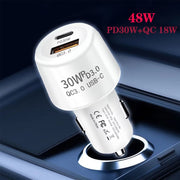 P29 48W PD30W + QC3.0 18W USB Dual Port Car Charger(White)