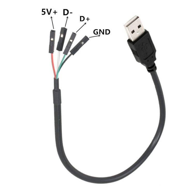 USB Male JUNSUNMAY USB 2.0 A to Female 4 Pin Dupont Motherboard Header Adapter Extender Cable, Length: 0.3m