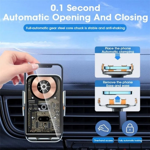C10 Car Navigation Infrared Sensor Transparent Wireless Charger 15W Fast Charger Phone Stand(Blue)