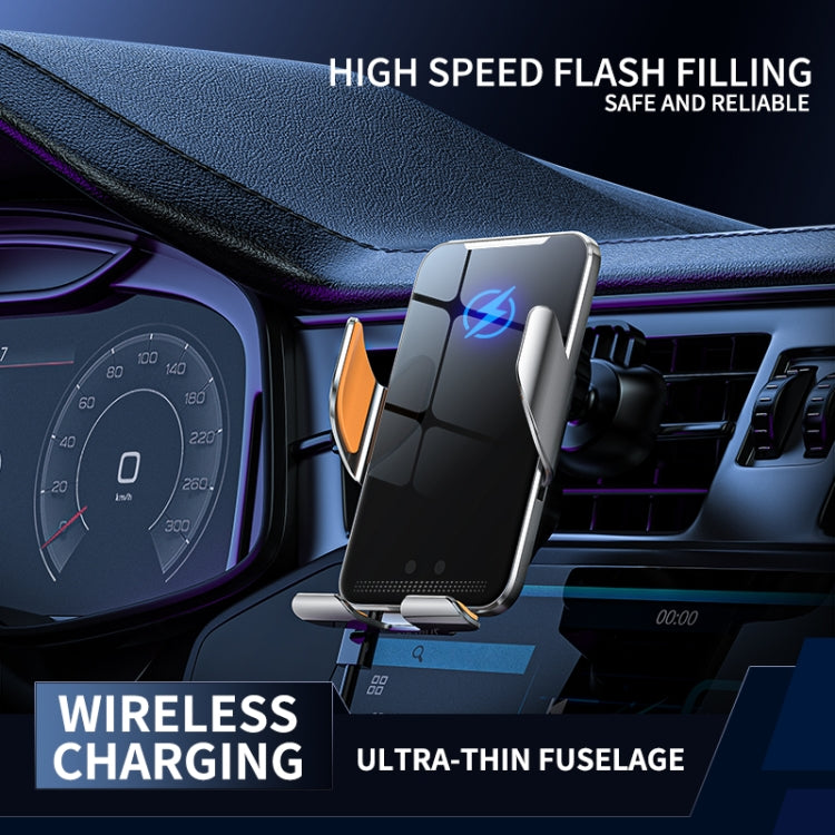 C9 Car Wireless Charger Phone Holder Infrared Auto-Clamping Metal Phone Mount Car Charger(Gray) - Wireless Charger Holders by PMC TechLife | Online Shopping South Africa | PMC TechLife