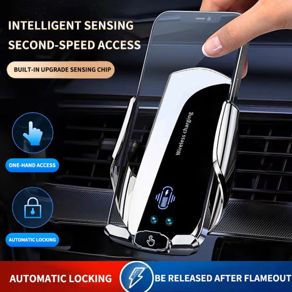 A2 Car Mobile Phone Bracket Wireless 15W Fast Charging Automatic Smart Sensor Stand(Silver)