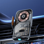 C11 Car 15W Automatically Open Transparent Type-C Wireless Charger Stand(Gray)
