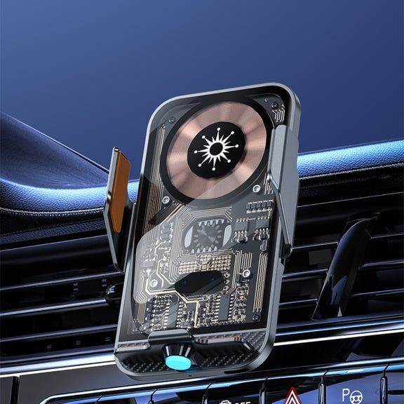 C11 Car 15W Automatically Open Transparent Type-C Wireless Charger Stand(Gray)