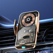 C11 Car 15W Automatically Open Transparent Type-C Wireless Charger Stand(Gold)