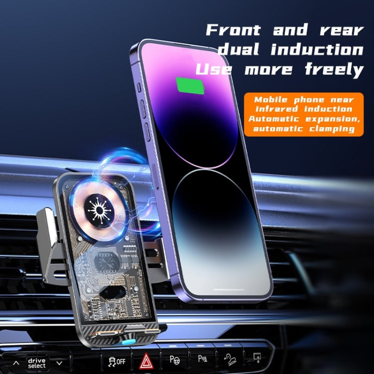 C11 Car 15W Automatically Open Transparent Type-C Wireless Charger Stand(Gold)