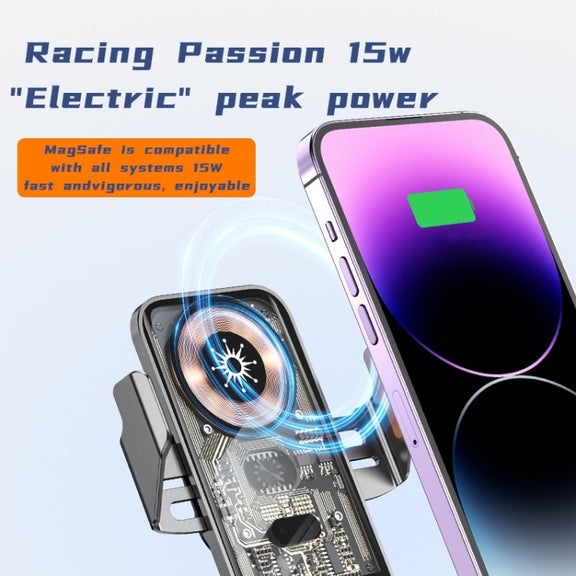 C11 Car 15W Automatically Open Transparent Type-C Wireless Charger Stand(Gold)