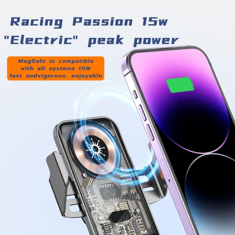 C11 Car 15W Automatically Open Transparent Type-C Wireless Charger Stand(Gold)