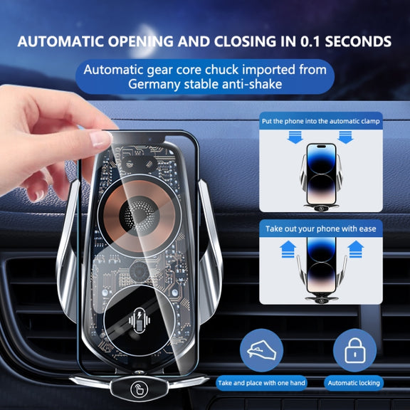 Q7 Magnetic Wireless Fast Charging Car Mobile Phone Charger Bracket with Start Button (Black)