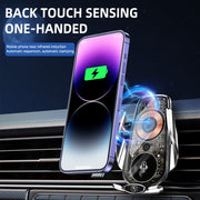 Q7 Magnetic Wireless Fast Charging Car Mobile Phone Charger Bracket with Start Button (Black)