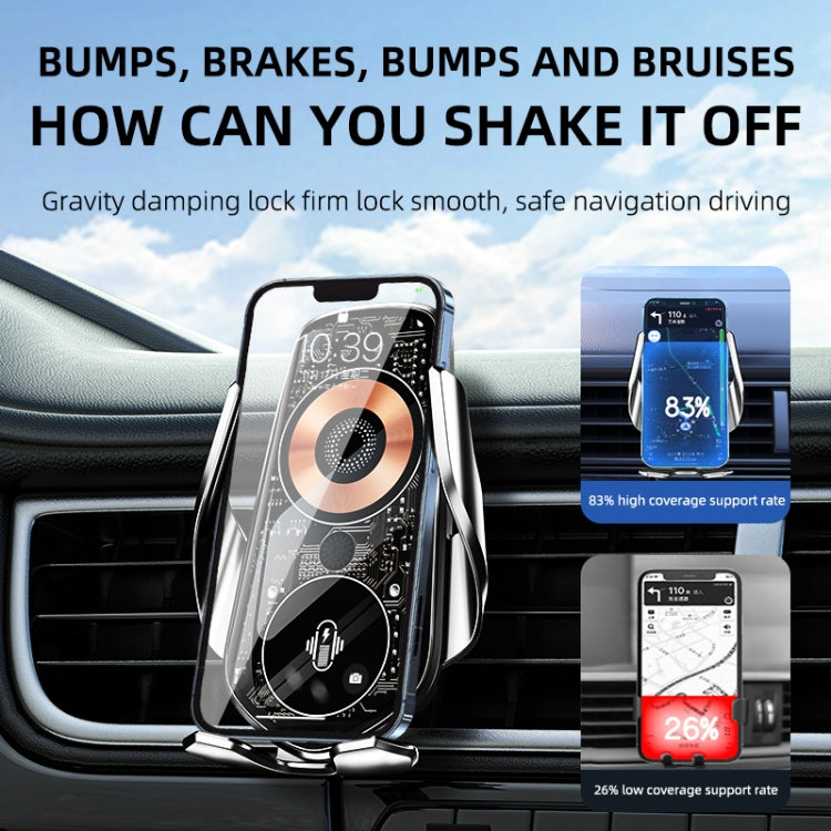 Q8 Universal Air Vent Mount Magnetic Mobile Phone Wireless Charging Car Holder without Start Button(Silver)