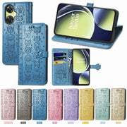 For OnePlus Nord CE 3 Lite Cat and Dog Embossed Leather Phone Case(Rose Gold)