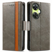 For OnePlus Nord CE 3 Lite CaseNeo Splicing Dual Magnetic Buckle Leather Phone Case(Gray)