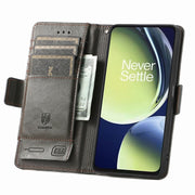 For OnePlus Nord CE 3 Lite CaseNeo Splicing Dual Magnetic Buckle Leather Phone Case(Gray)