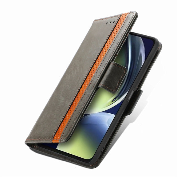 For OnePlus Nord CE 3 Lite CaseNeo Splicing Dual Magnetic Buckle Leather Phone Case(Gray)