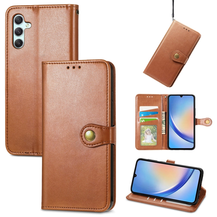 For Samsung Galaxy A34 5G Retro Solid Color Buckle Leather Phone Case(Brown) - free shipping - PMC TechLife - Order now!