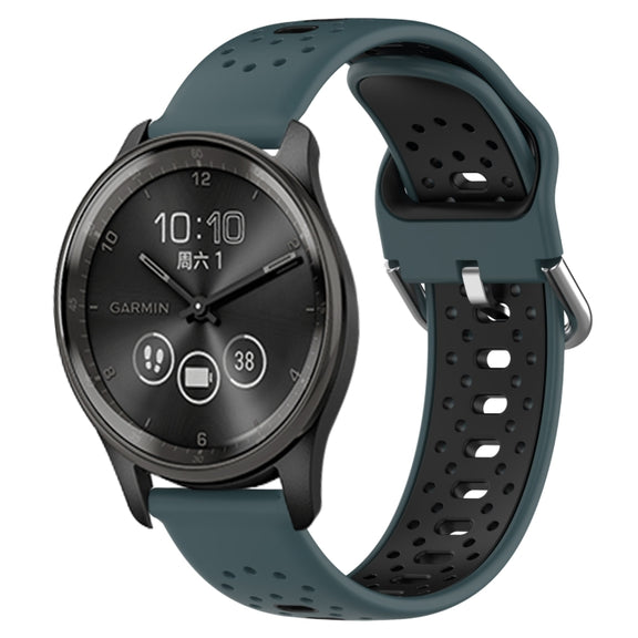 For GarminMove Trend 20mm Breathable Two-Color Silicone Watch Band(Olive Green+Black)