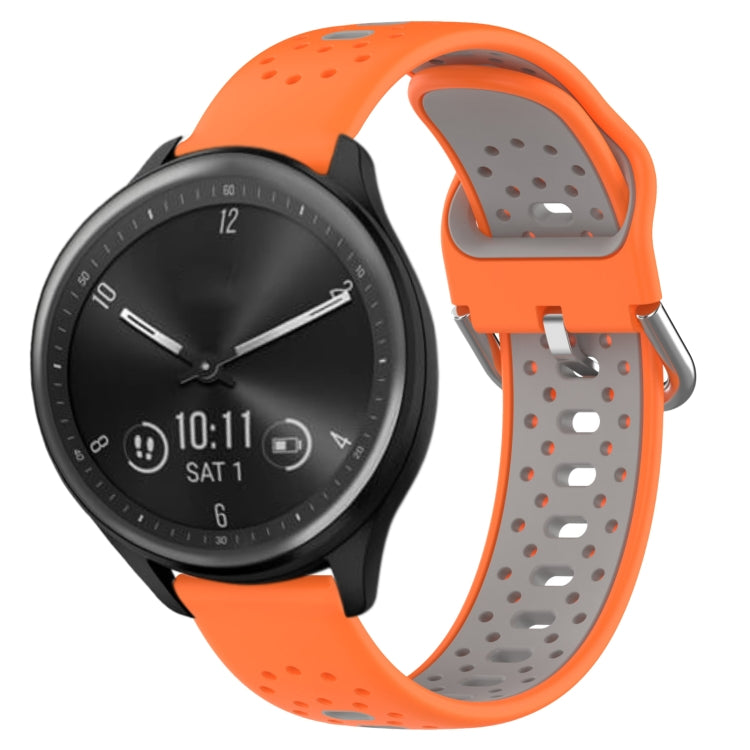 For Garmin Vivomove Sport 20mm Breathable Two-Color Silicone Watch Band(Orange+Grey) - Watch Bands by PMC TechLife | Online Shopping South Africa | PMC TechLife