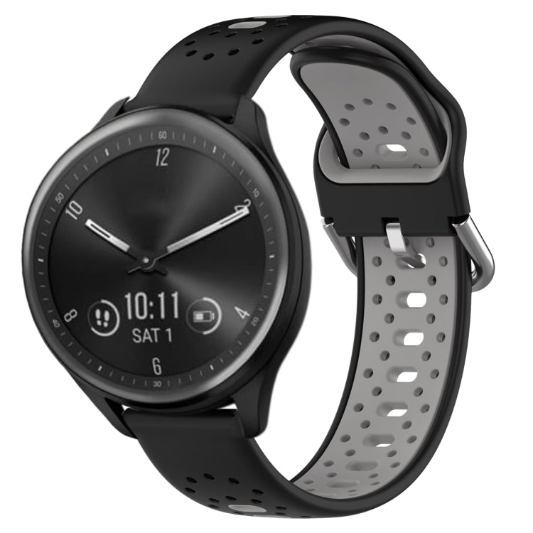 For Garmin Vivomove Sport 20mm Breathable Two-Color Silicone Watch Band(Black+Grey) - Watch Bands by PMC TechLife | Online Shopping South Africa | PMC TechLife