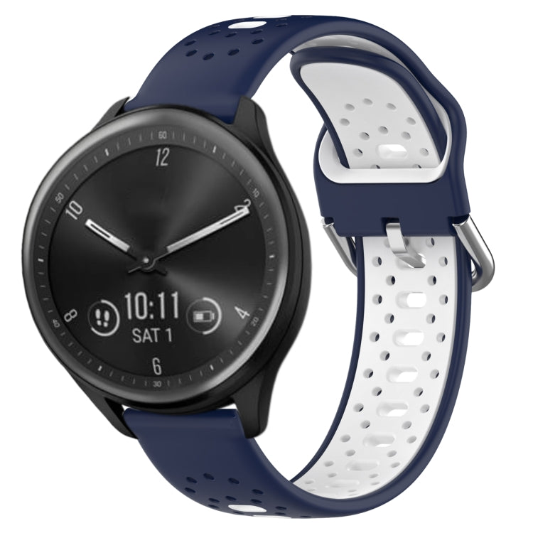 For Garmin Vivomove Sport 20mm Breathable Two-Color Silicone Watch Band(Midnight Blue+White) - Watch Bands by PMC TechLife | Online Shopping South Africa | PMC TechLife