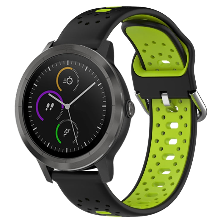 For Garmin Vivoactive3 20mm Breathable Two-Color Silicone Watch Band(Black+Lime Green) - Watch Bands by PMC TechLife | Online Shopping South Africa | PMC TechLife