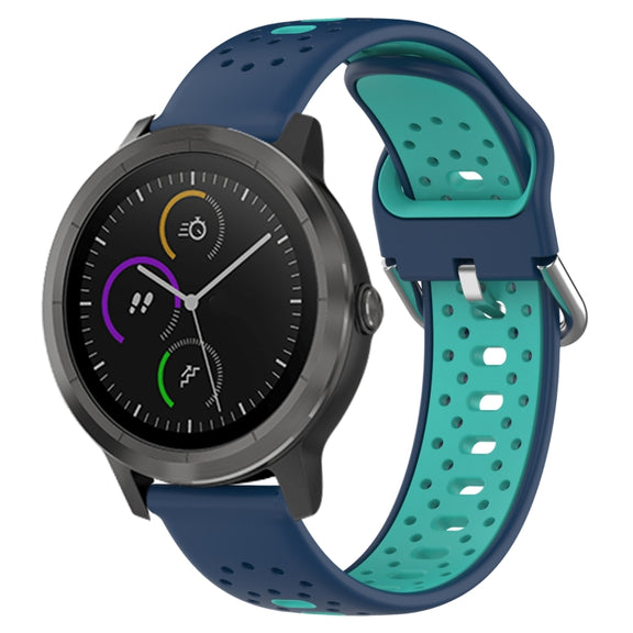 For Garmin Vivoactive3 20mm Breathable Two-Color Silicone Watch Band(Blue+Teal)