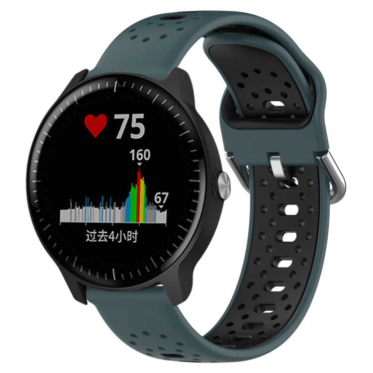 For Garmin Vivoactive3 Music 20mm Breathable Two-Color Silicone Watch Band(Olive Green+Black) -  by PMC TechLife | Online Shopping South Africa | PMC TechLife