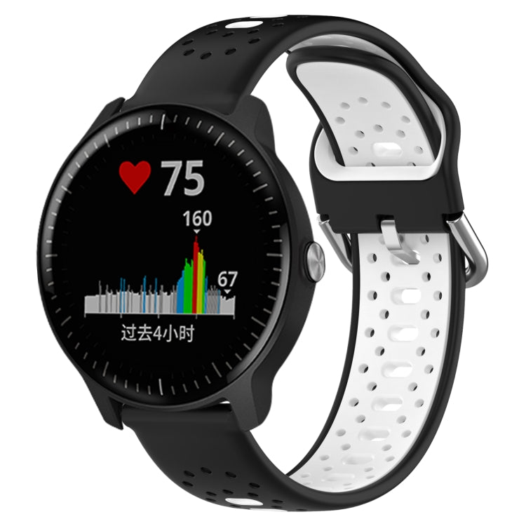 For Garmin Vivoactive3 Music 20mm Breathable Two-Color Silicone Watch Band(Black+White) - Watch Bands by PMC TechLife | Online Shopping South Africa | PMC TechLife
