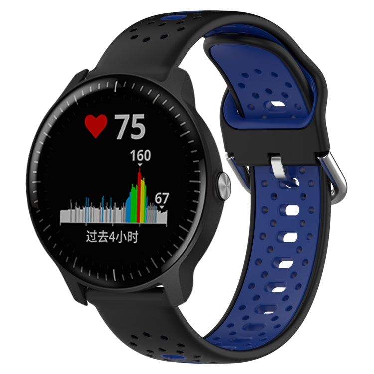 For Garmin Vivoactive3 Music 20mm Breathable Two-Color Silicone Watch Band(Black+Blue) - Watch Bands by PMC TechLife | Online Shopping South Africa | PMC TechLife
