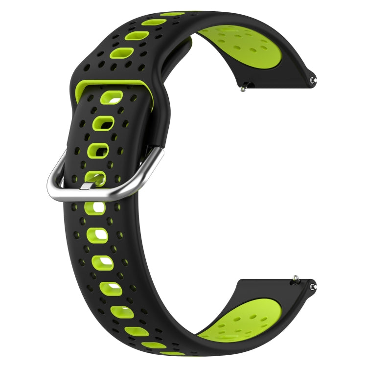 For Garmin Vivoactive3 Music 20mm Breathable Two-Color Silicone Watch Band(Black+Lime Green) - Watch Bands by PMC TechLife | Online Shopping South Africa | PMC TechLife