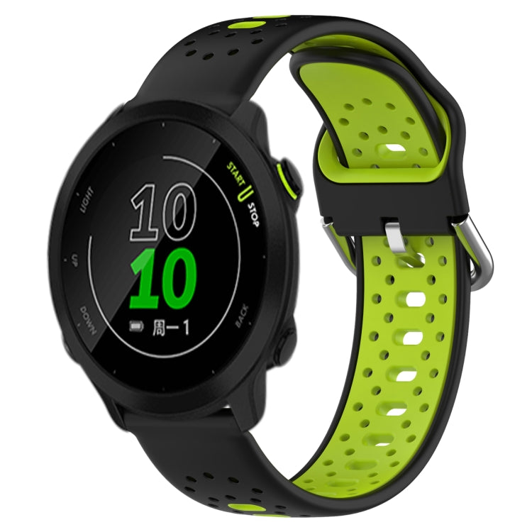 For Garmin Forerunner 158 20mm Breathable Two-Color Silicone Watch Band(Black+Lime Green)