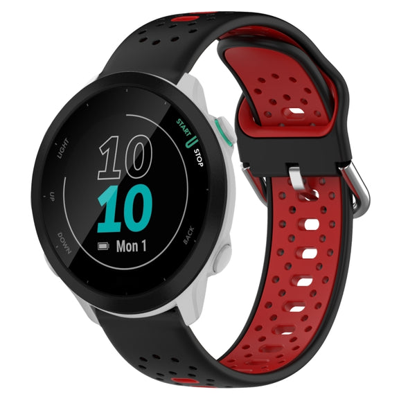 For Garmin Forerunner 55 20mm Breathable Two-Color Silicone Watch Band(Black+Red)