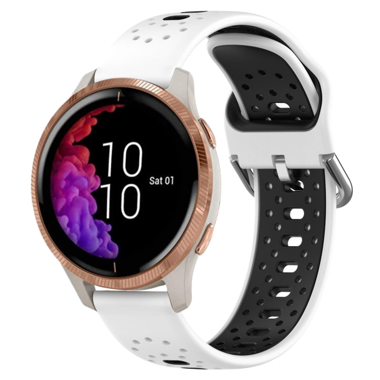 For Garmin Venu 20mm Breathable Two-Color Silicone Watch Band(White+Black) - Watch Bands by PMC TechLife | Online Shopping South Africa | PMC TechLife