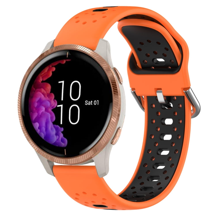 For Garmin Venu 20mm Breathable Two-Color Silicone Watch Band(Orange+Black) - Watch Bands by PMC TechLife | Online Shopping South Africa | PMC TechLife