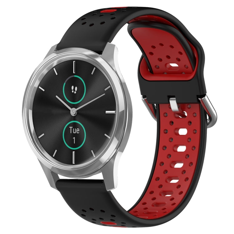 For Garmin VivoMove Luxe 20mm Breathable Two-Color Silicone Watch Band(Black+Red) - Watch Bands by PMC TechLife | Online Shopping South Africa | PMC TechLife