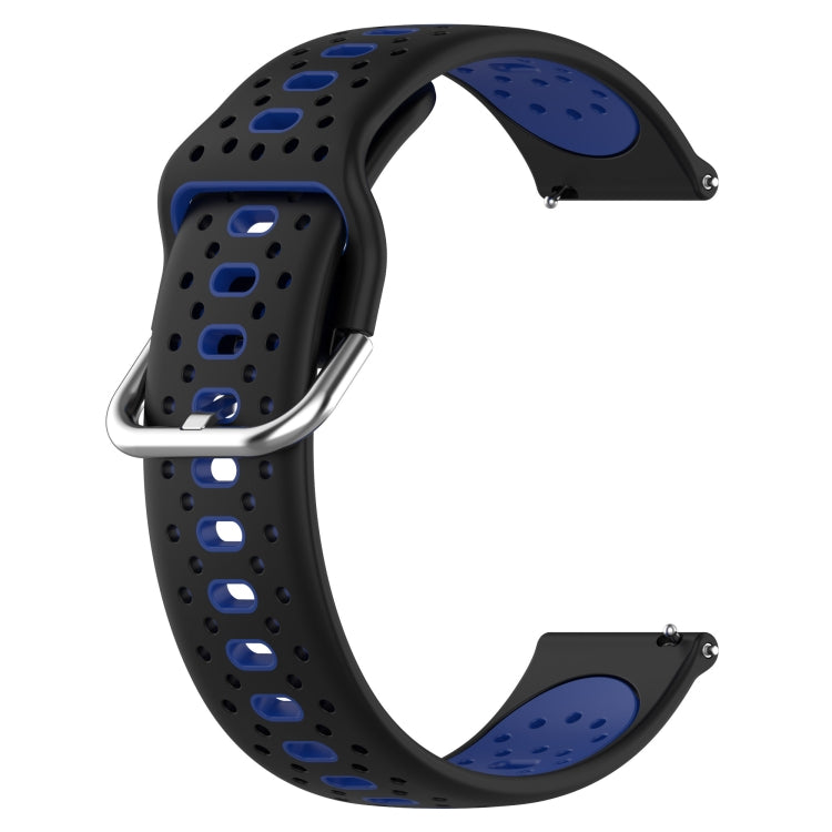 For Garmin VivoMove Luxe 20mm Breathable Two-Color Silicone Watch Band(Black+Blue) - Watch Bands by PMC TechLife | Online Shopping South Africa | PMC TechLife