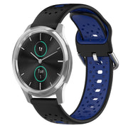 For Garmin VivoMove Luxe 20mm Breathable Two-Color Silicone Watch Band(Black+Blue)