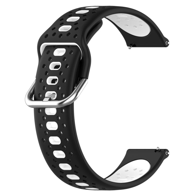 For Garmin Forerunner 245 Music 20mm Breathable Two-Color Silicone Watch Band(Black+White) - Watch Bands by PMC TechLife | Online Shopping South Africa | PMC TechLife